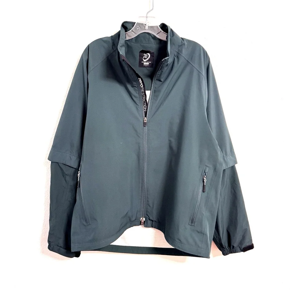 Zero Restriction‎ Tour Series Golf Jacket Mens L Green Windbreaker Zip Pullover